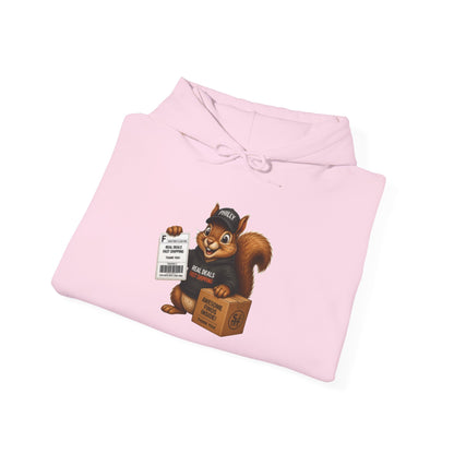Squirrel Courier Hoodie – Cute Delivery Squirrel Holding Package & Receipt