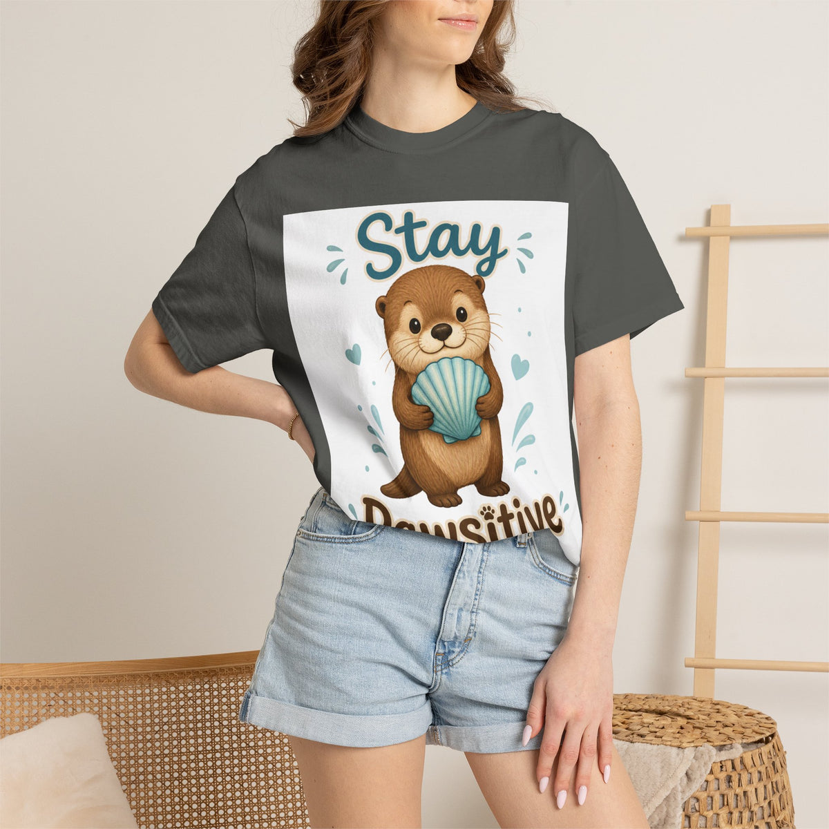 Stay Pawsitive Otter T-Shirt – Cute Animal Graphic Tee