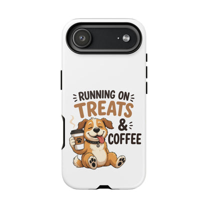 Running on Treats & Coffee Phone Case | Cute Dog Design for iPhone & Samsung