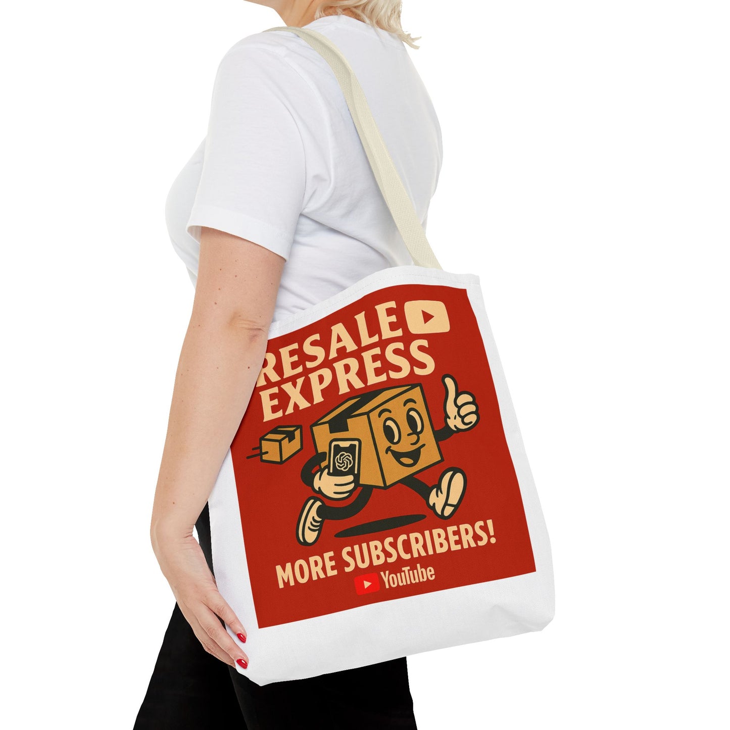 Resale Express Tote - More subscribers Red Cartoon Design