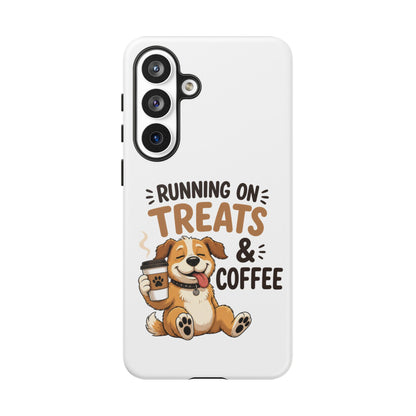 Running on Treats & Coffee Phone Case | Cute Dog Design for iPhone & Samsung