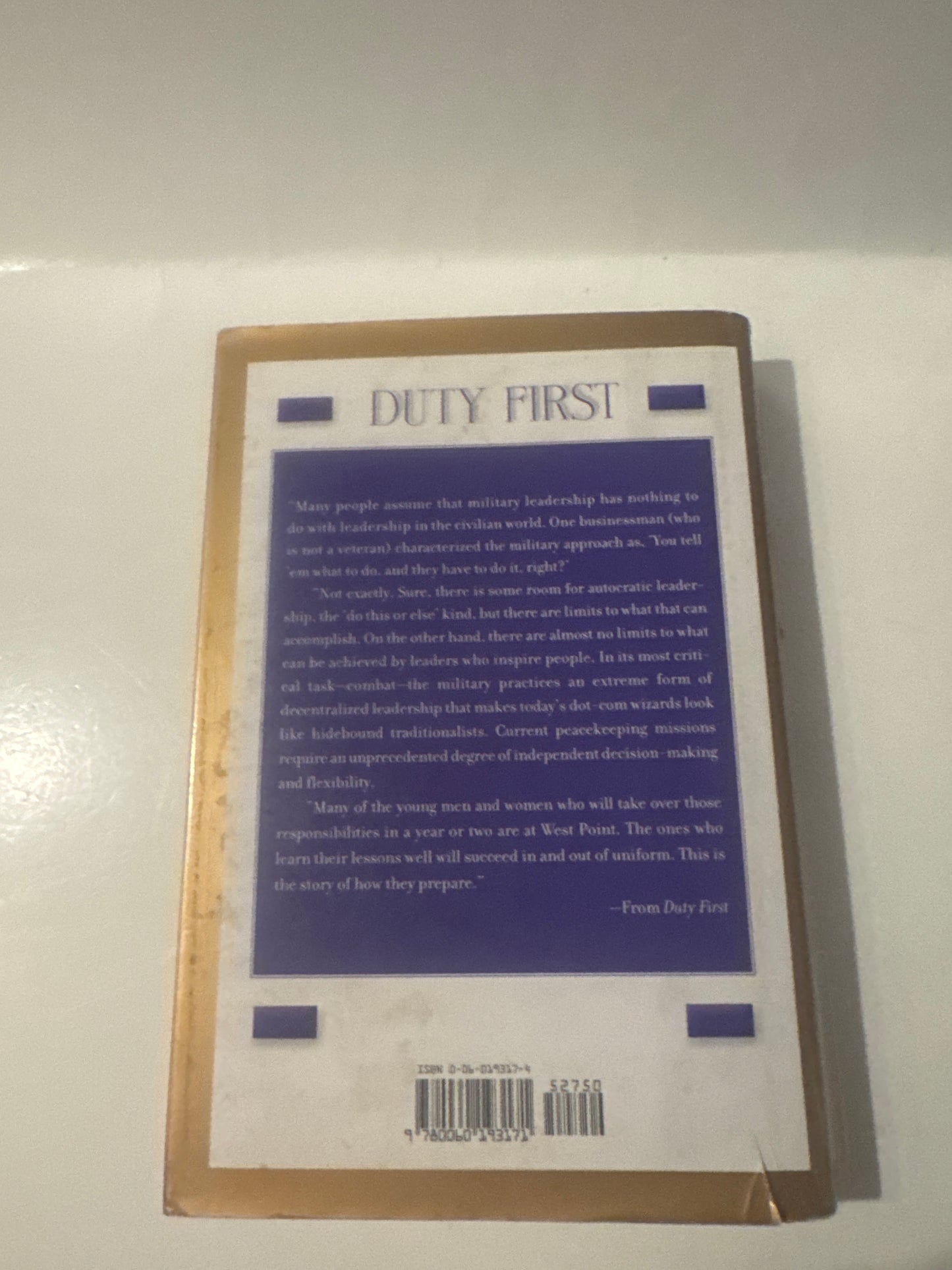 Duty First by Ed Ruggero – West Point Leadership (Hardcover)