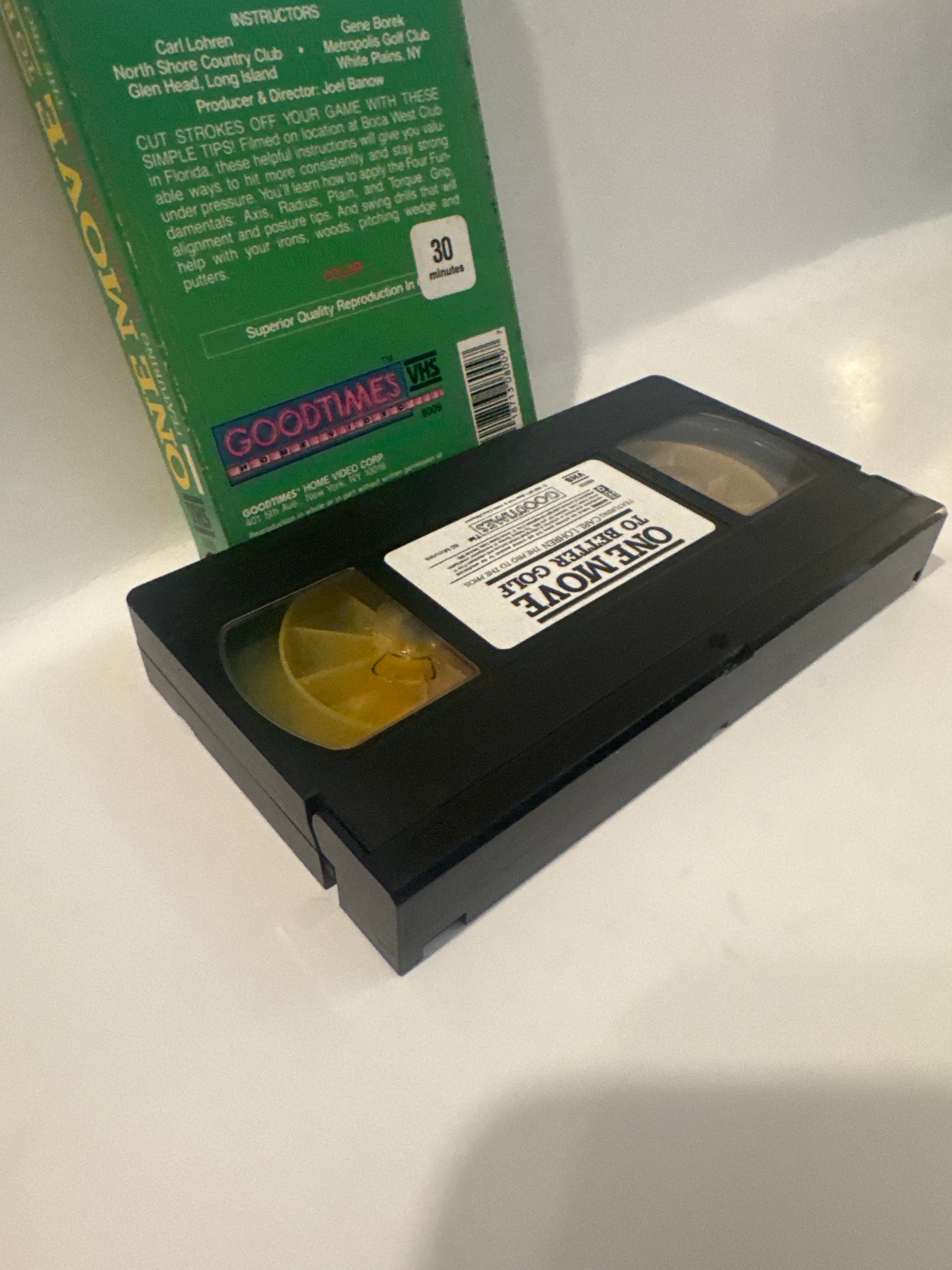  One Move to Better Golf VHS tape with original green cardboard sleeve showing label and clear reels