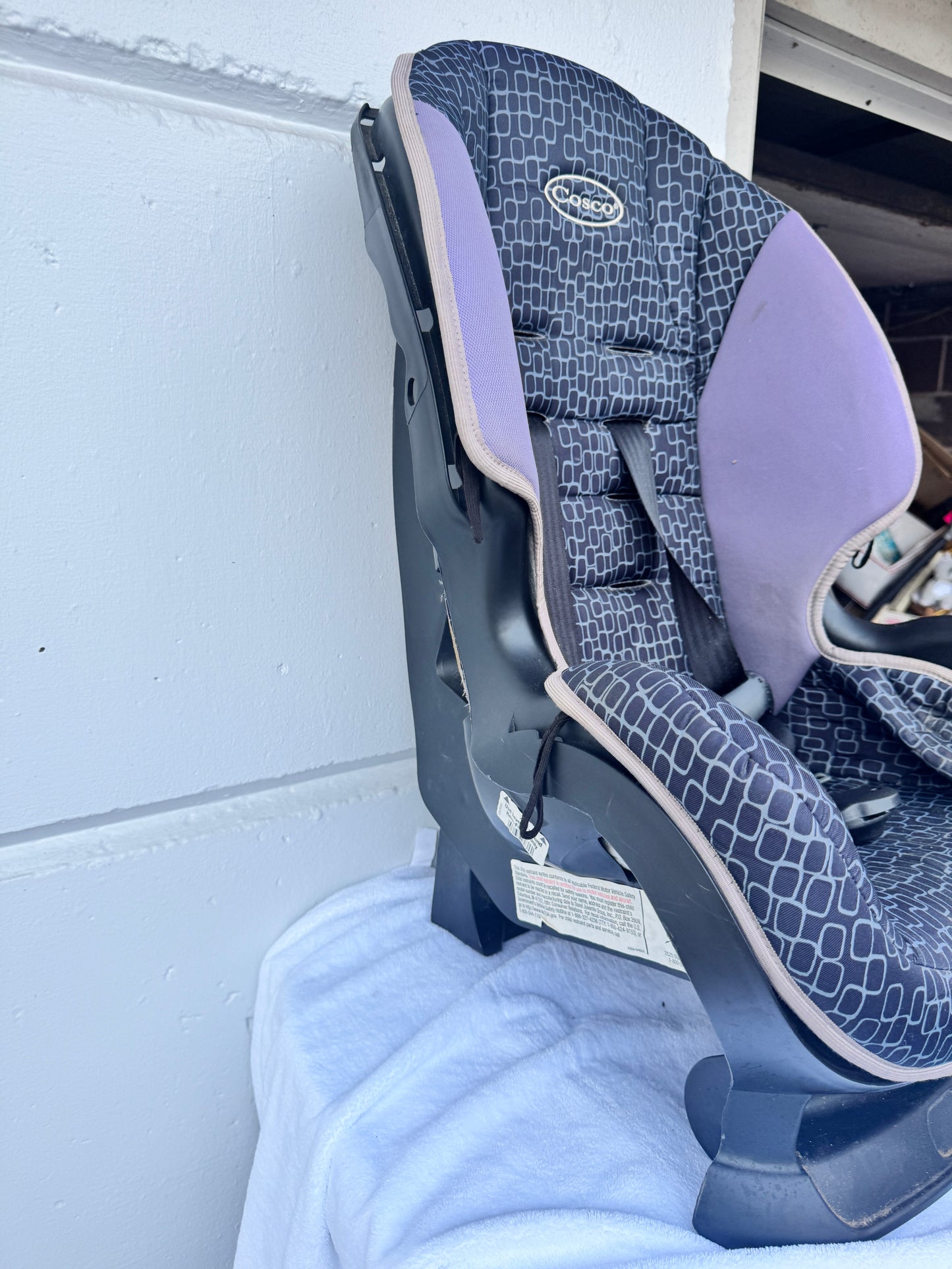 Cosco Convertible Car Seat for Infants, Toddlers, and Kids - Black/Gray with Purple Accents