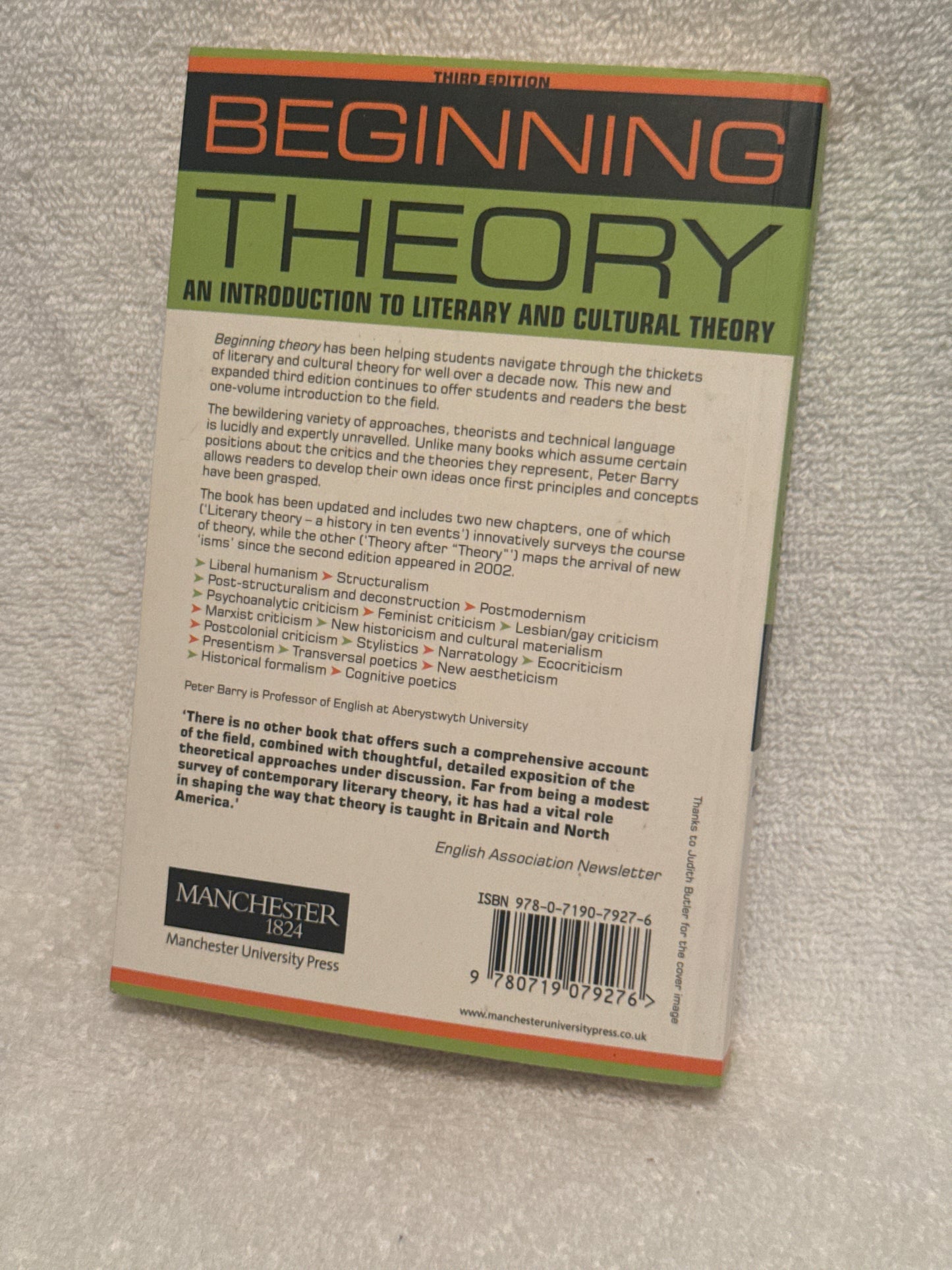 Beginning Theory by Peter Barry - Intro to Literary & Cultural Theory Book