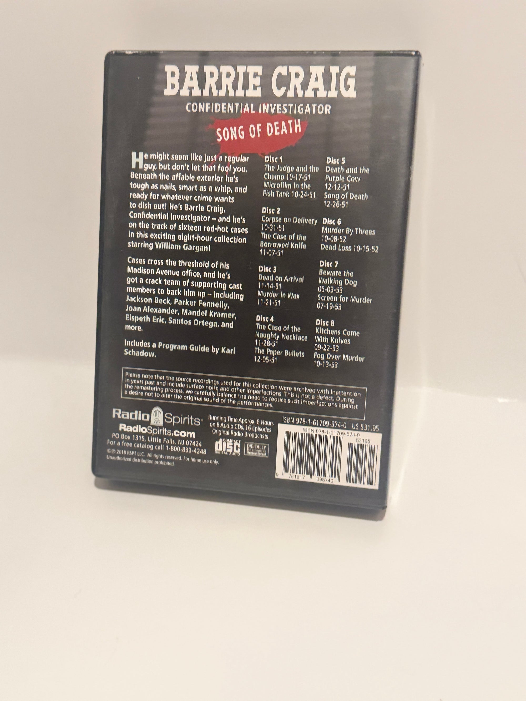 Barrie Craig Confidential Investigator: Song of Death - Classic Radio Detectives (16 Episodes on 8 CDs)
