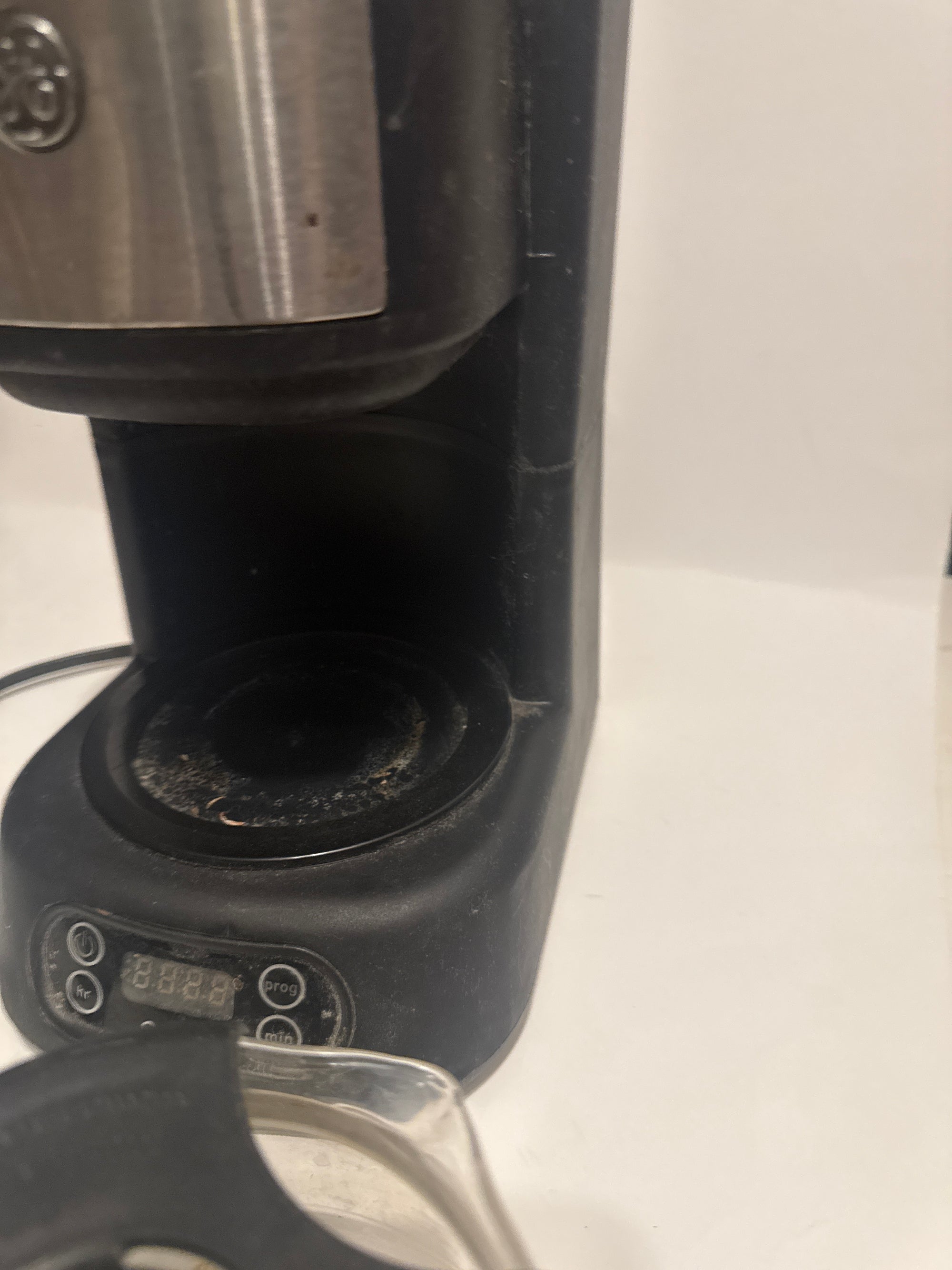 GE Programmable Coffee Maker – Digital Control, Glass Carafe, Black Steel