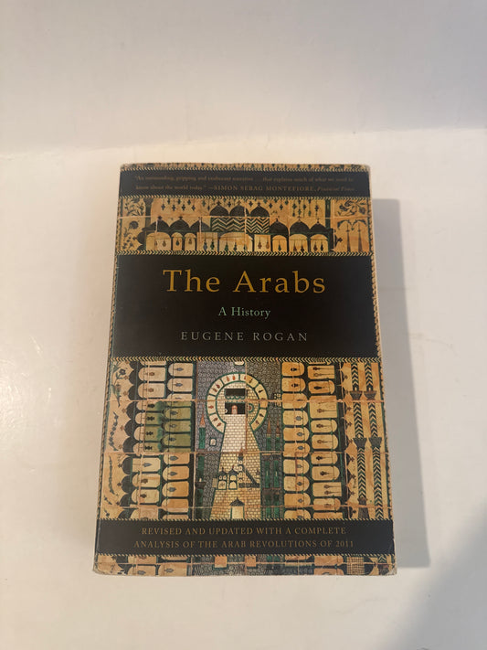 Book titled 'The Arabs: A History' by Eugene Rogan on a white background