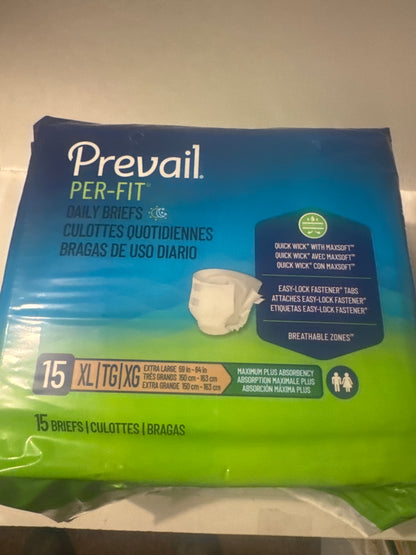 Prevail Per-Fit Daily Briefs XL | 15 Count | Maximum Plus Absorbency