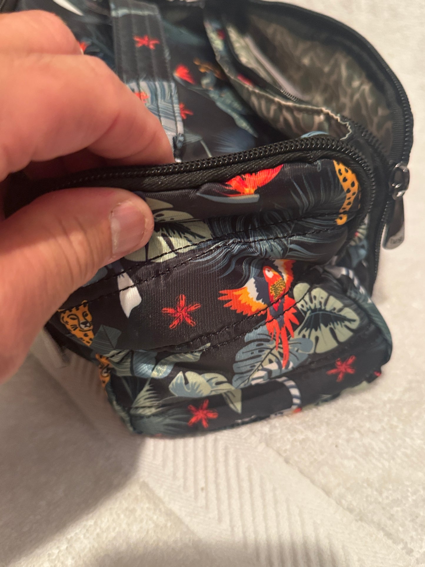 Tropical Print Multi-Compartment Handbag - Stylish & Spacious