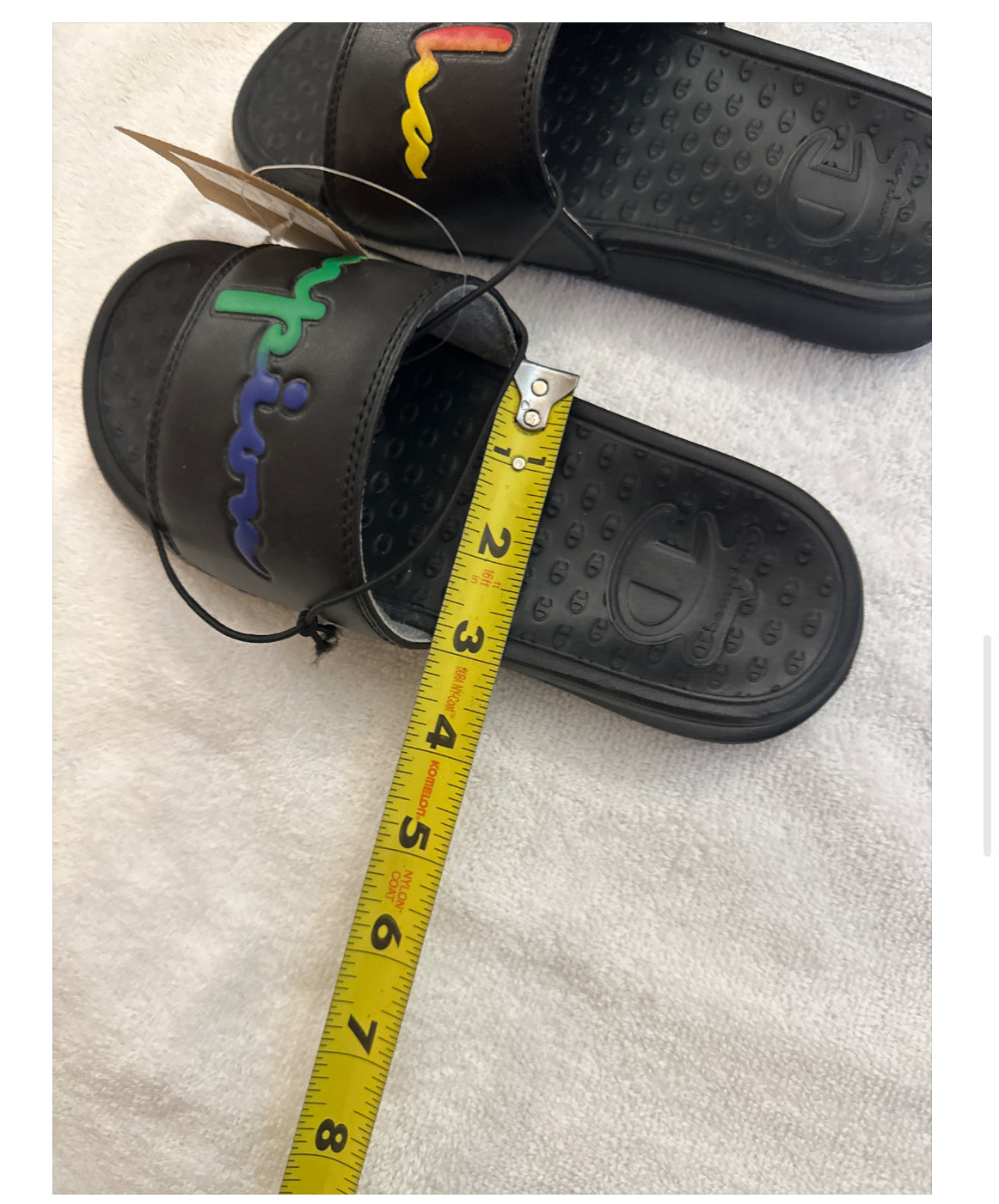 Champion Logo Slides Black Sport Sandals Men's Size 5