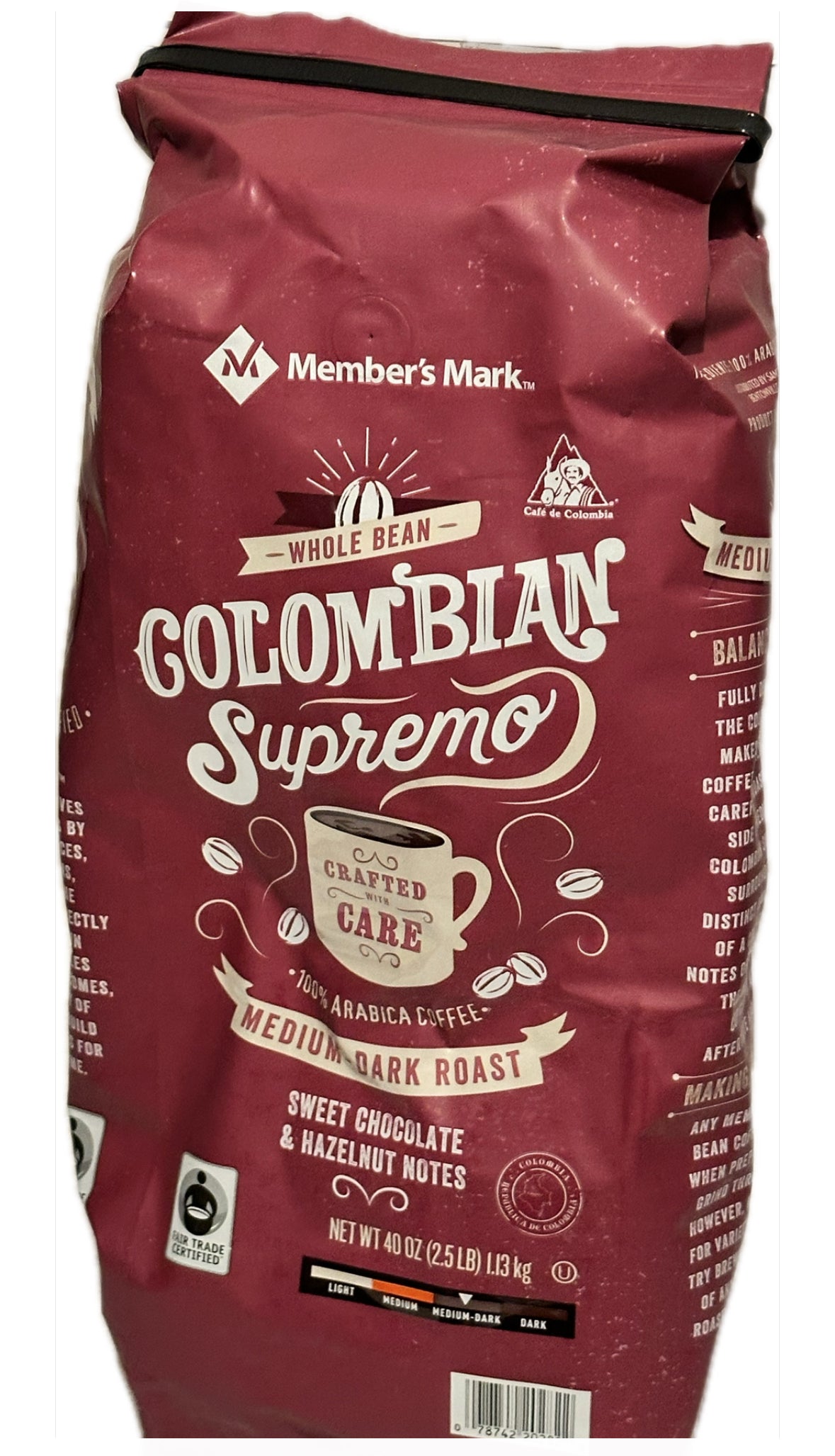 Colombian Supremo 40oz Whole Bean Fair Trade