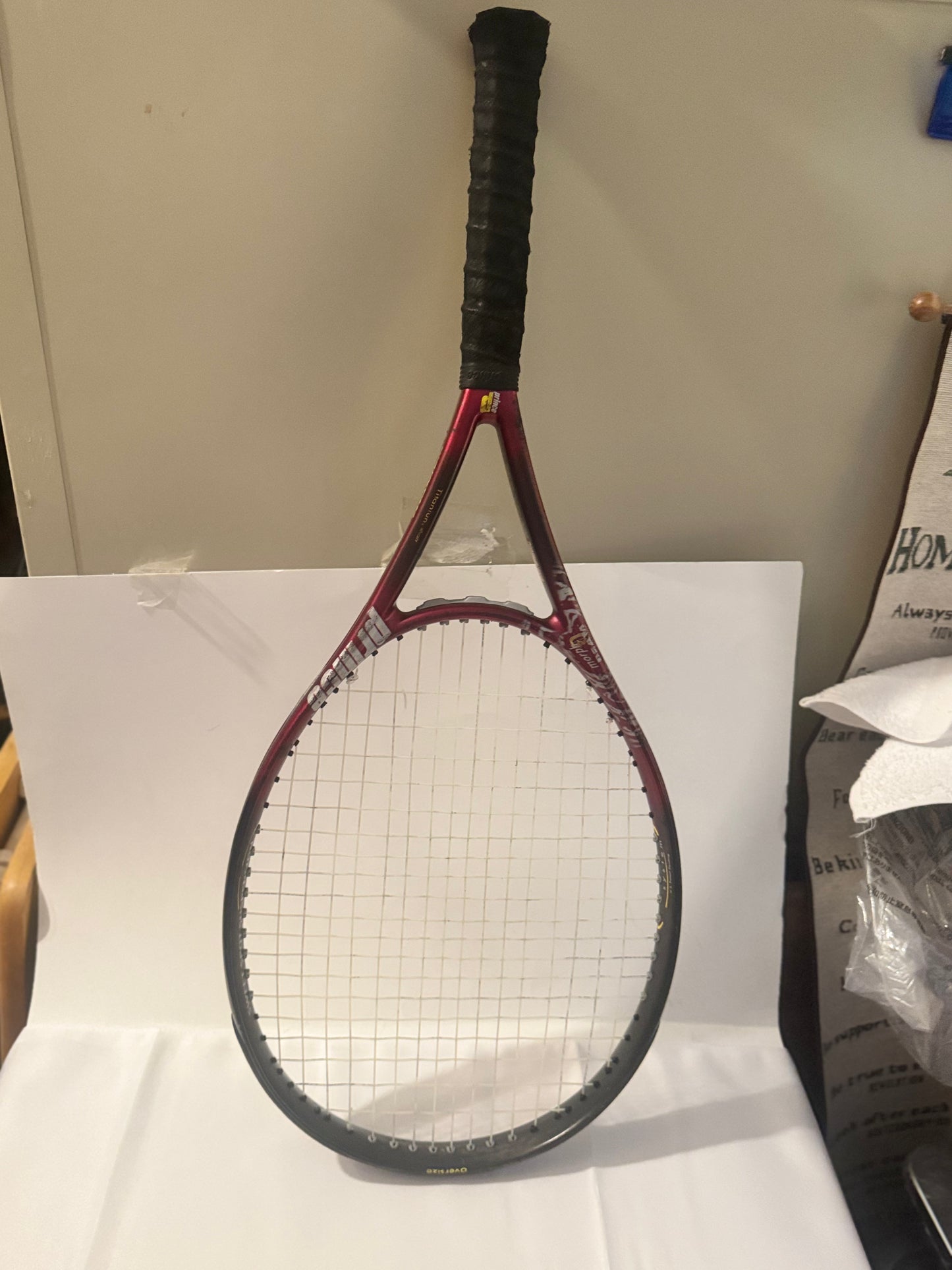 Prince Tennis Racket – Pre-Strung Red Frame with Black Grip