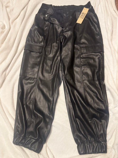 Madden NYC Faux Leather Mid‑Rise Joggers XL Black Beauty