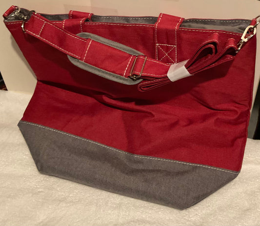 Red and Grey Canvas Zippered Tote Bag by LOCK&LOCK