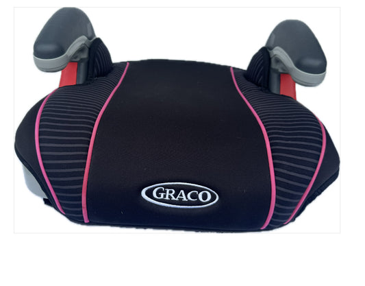 Graco Backless Booster Car Seat - Black with Pink Stripe - Safe & Stylish