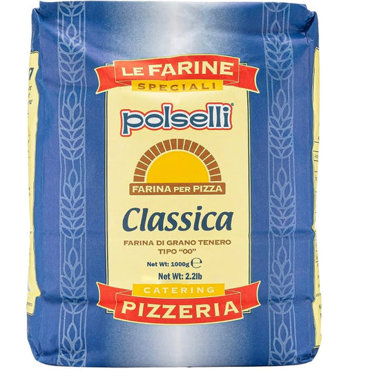 Classica, Tipo "00" Double Zero Flour Extra Fine, 11 lbs (5 kg), Neapolitan Italian Pizza, Bread, Pasta, and more, All Natural, Unbleached, Unbromated, No Additives, Polselli