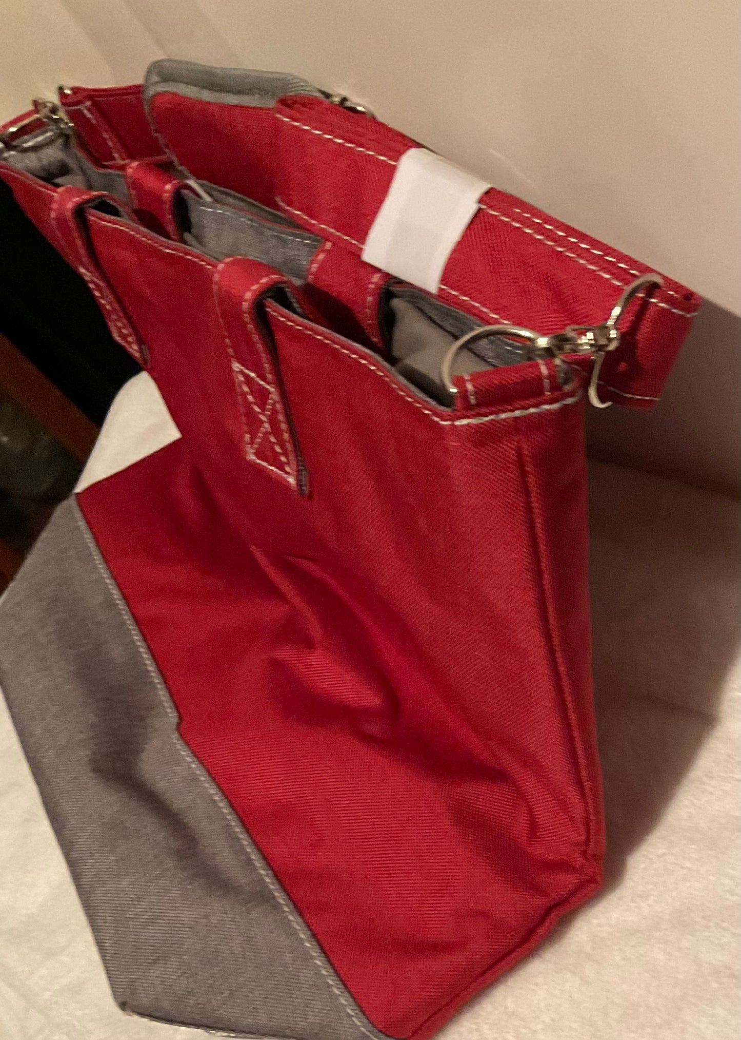 Red and Grey Canvas Zippered Tote Bag by LOCK&LOCK