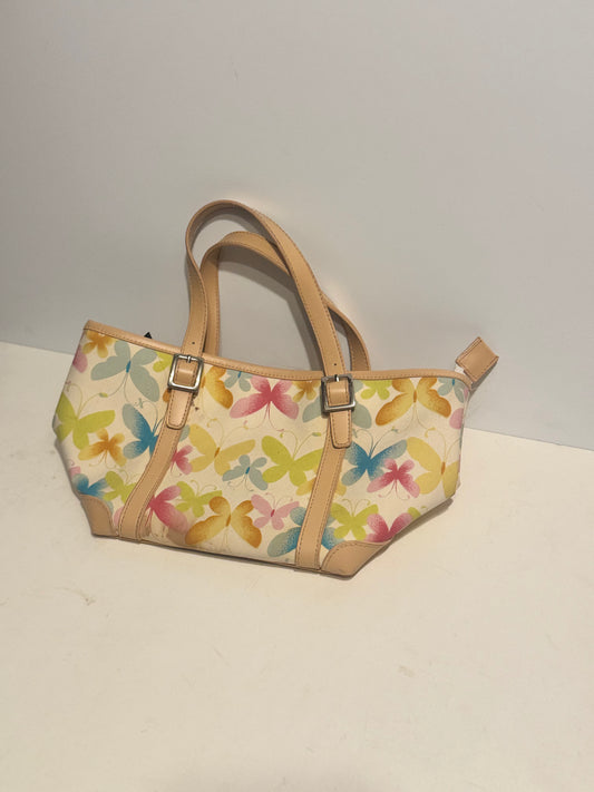 Q&A Floral Handbag with Pink Lining and Beige Straps
