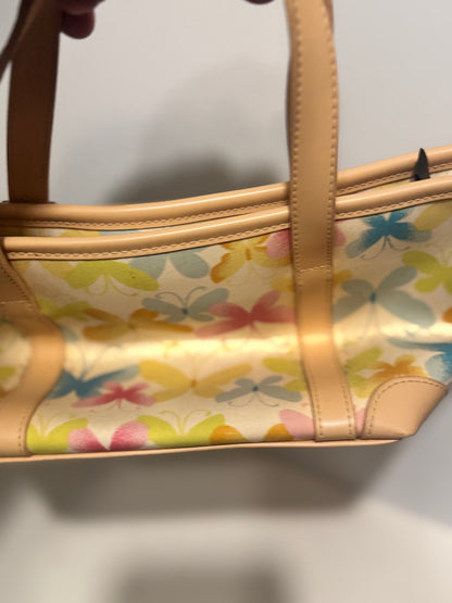 Q&A Floral Handbag with Pink Lining and Beige Straps
