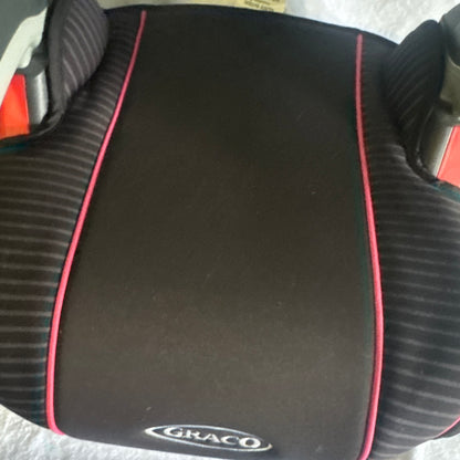 Graco Backless Booster Car Seat - Black with Pink Stripe - Safe & Stylish