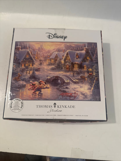 Disney Kinkade Mickey Minnie 1000pc Holiday Puzzle