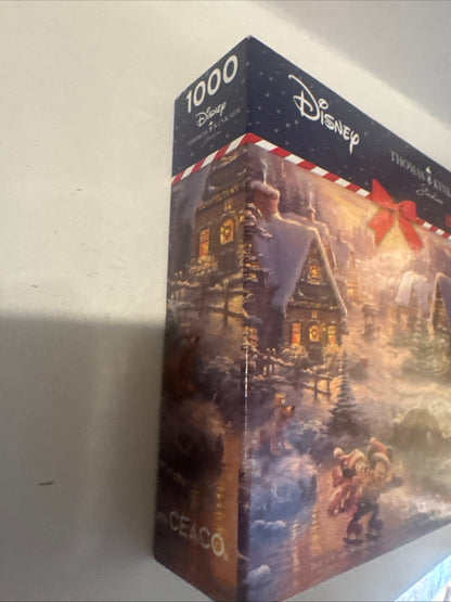 Disney Kinkade Mickey Minnie 1000pc Holiday Puzzle