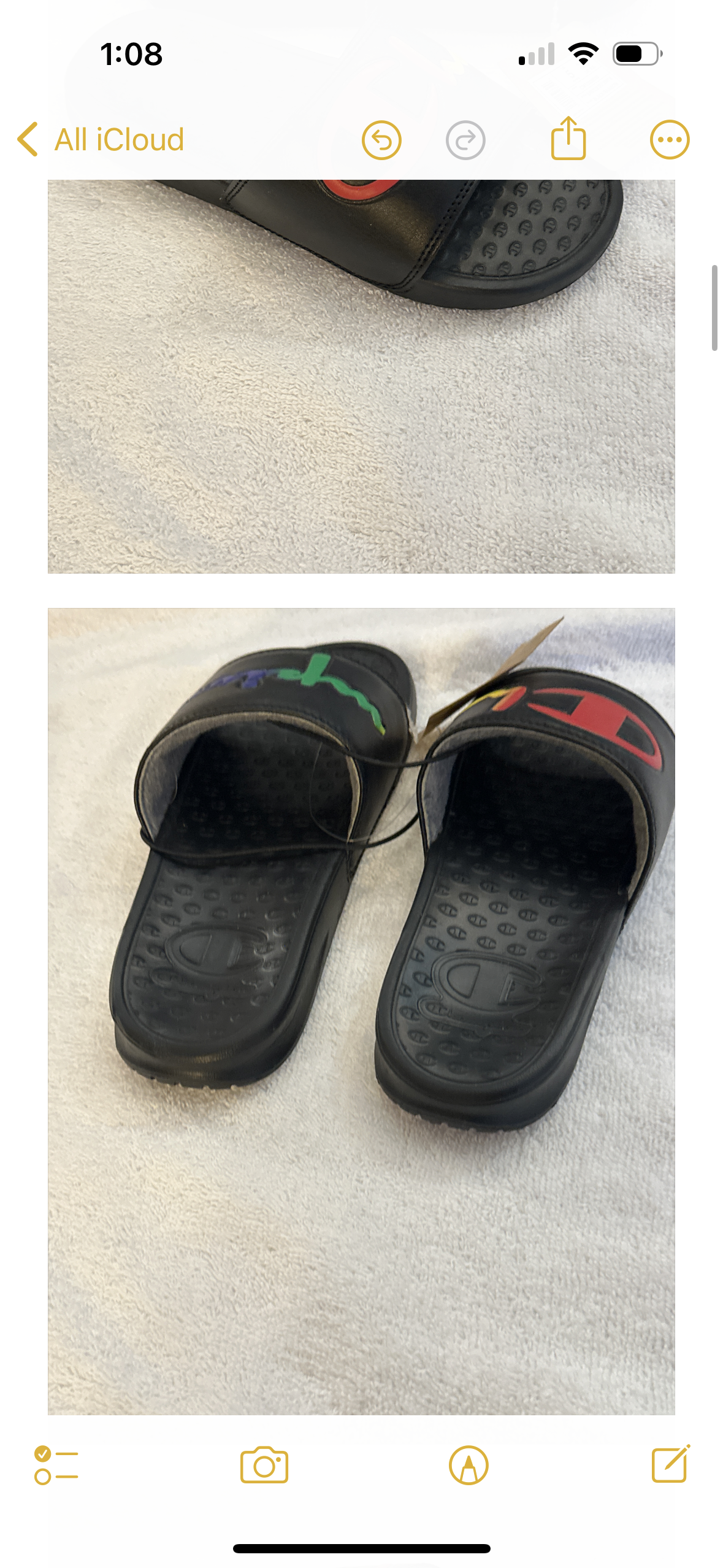 Champion Logo Slides Black Sport Sandals Men's Size 5