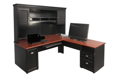 Executive L‑Shaped Desk with Hutch & Storage Drawers — $600