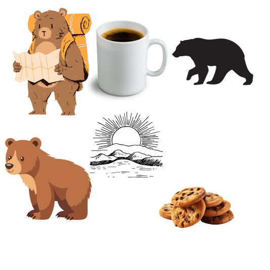 Bear and Coffee Clip art Pack (6 pngs)
