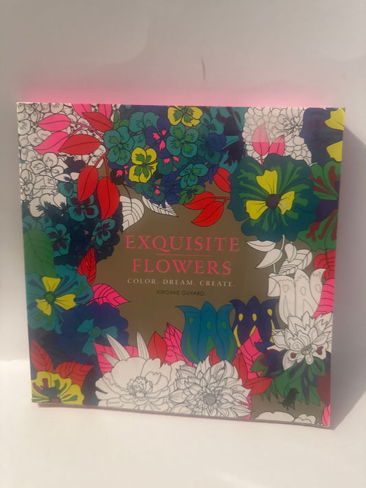 EveryMailBox book titled Exquisite Flowers featuring creative flower coloring pages with vibrant floral designs