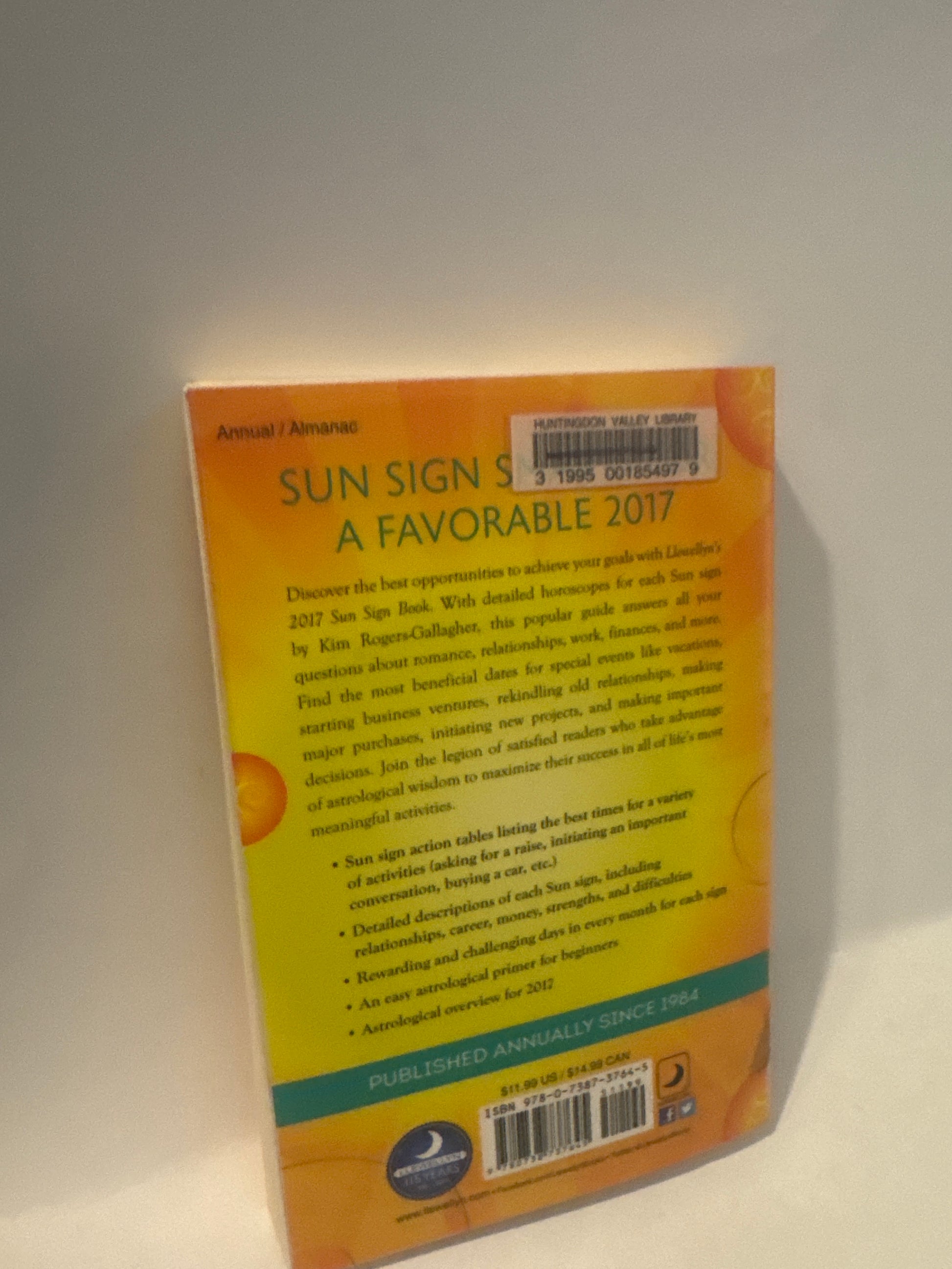 EveryMailBox paperback back cover of Sun Sign forecasts with barcode and blurb horoscope guide for love money and success