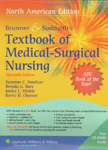 Brunner & Suddarth's Textbook of Medical Surgical Nursing, 11th Edition (2 Volumes) Smeltzer, Suzanne C.; Bare, Brenda G.; Hinkle, Janice L., Ph.D. and Cheever, Kerry H., Ph.D.