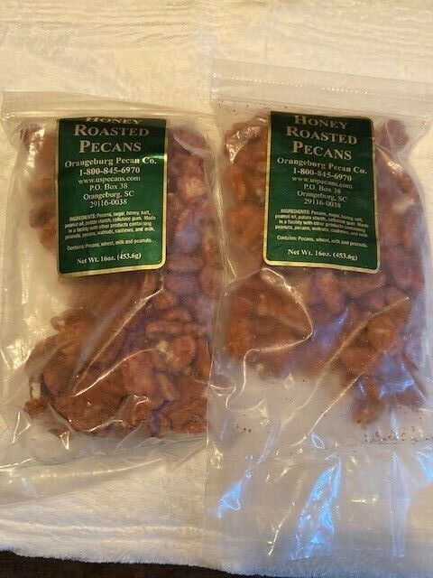 Honey Roasted PECANS - Case of 12, 8oz Bags -fresh high quality
