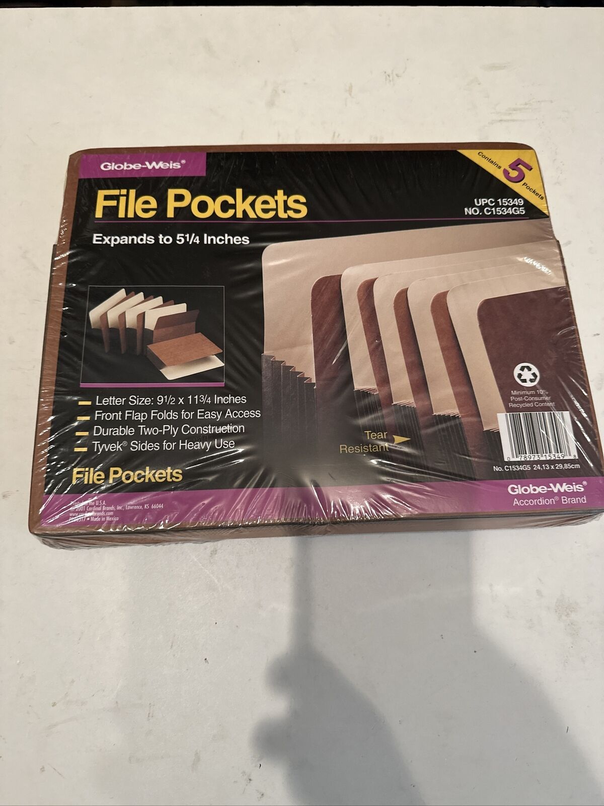 Globe-Weis Expanding File Pockets - A Pack of 5 Durable and Spacious Legal Size Folders for Organizing Your Office Work Desk