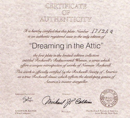 Edwin M. Knowles "Dreaming in the Attic" Collector's Plate