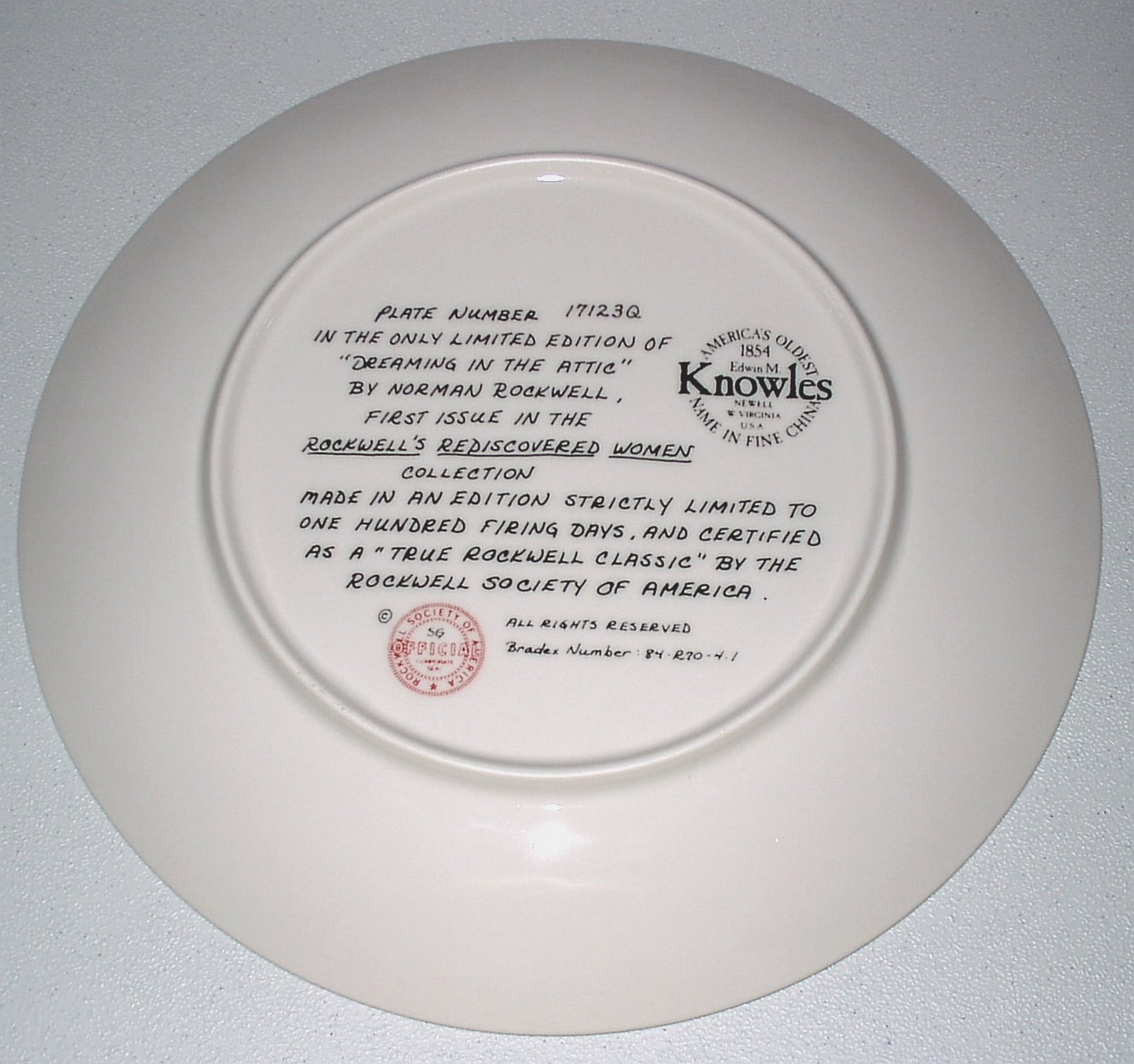 Edwin M. Knowles "Dreaming in the Attic" Collector's Plate