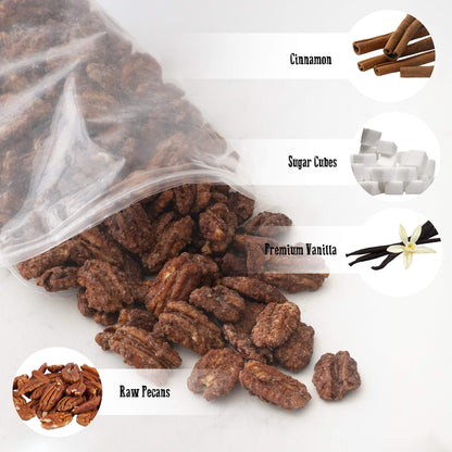 Gourmet Cinnamon Roasted Pecans 24 oz (1.75 lb) Bag: Addictive Snack/Treat to Satisfy Your Sweet Tooth | Artisan Hand-Roasted Nuts Fresh to Order by Pop’N Nuts