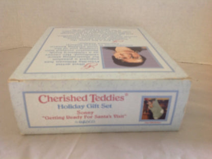 Cherished Teddies.......... Sonny... Getting Ready For Santas Visit....... Gift Set