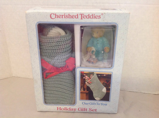 Cherished Teddies.......... Sonny... Getting Ready For Santas Visit....... Gift Set