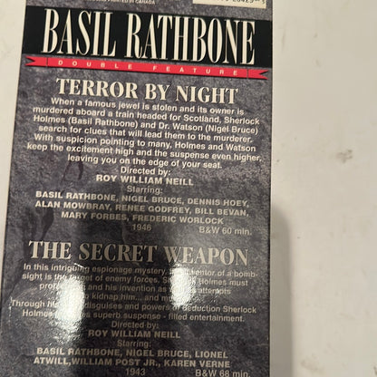 Basil Rathbone VHS collection double feature with Terror by Night and The Secret Weapon movies on VHS tape