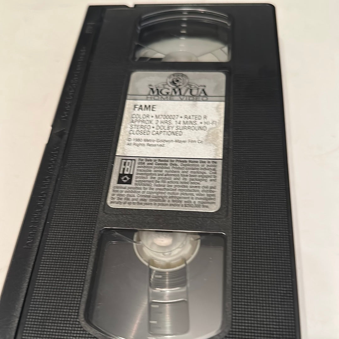 Fame VHS tape by EveryMailBox featuring MGM UA label and classic movie details